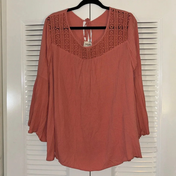 Haute Hippie Tribe 'Gemma' Woven Blouse with Embroidery Coral - Regular - Picture 1 of 4